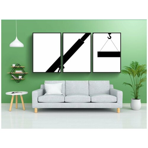 фото Набор модулных постеров для интерьера "кран, башня, машина" 60x90 см. в тубусе, без рамки lotsprints