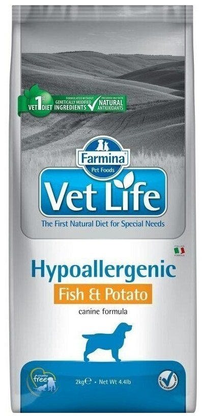 Сухой корм для собак Farmina Vet Life Hypoallergenic при аллергии рыба с картофелем