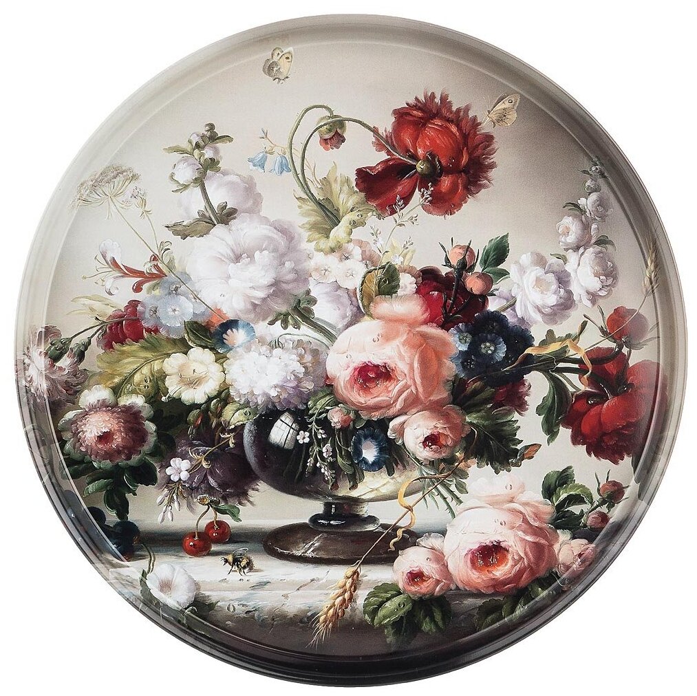 Поднос сервировочный agness still life 33*2,1 см KSG-898-014