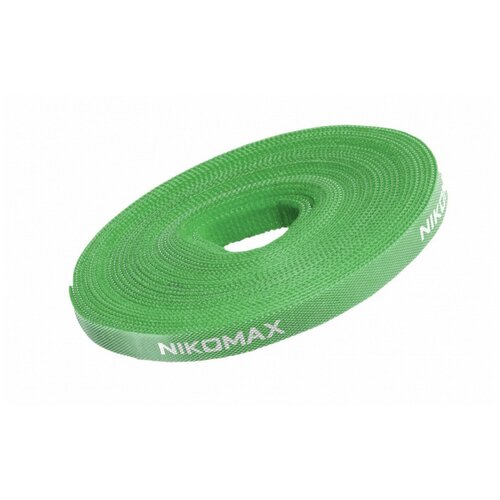 Стяжка-липучка NIKOMAX нарезаемая, в рулоне 5м, ширина 9мм, зеленая стяжки для кабеля fonken липучки термостойкие 3 m blue
