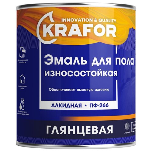 Эмаль ПФ-266 для пола Krafor, алкидная, глянцевая, 20 кг, золотистая