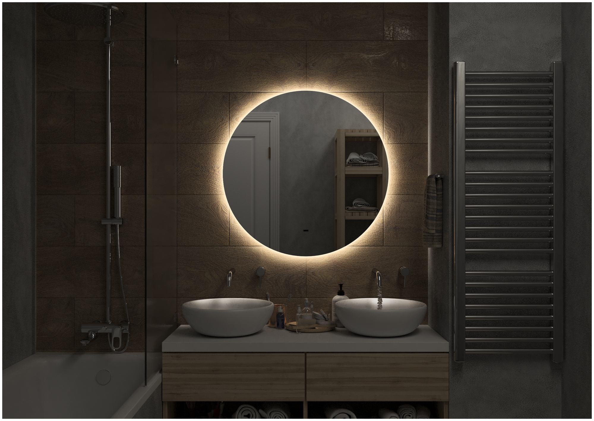 Зеркало для ванной комнаты Континент серии "Ajour" D 645 с бесконтактным сенсором, теплая подсветка 4660124906709 - фотография № 1