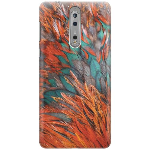 фото Силиконовый чехол на nokia 8 / нокиа 8 с принтом "разноцветные перья" gosso