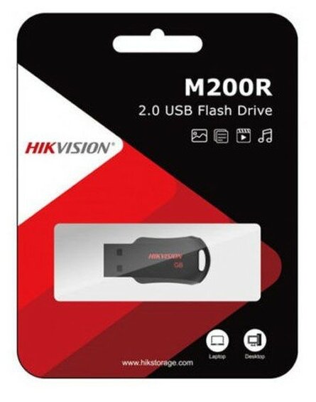 Накопитель USB 2.0 8Гб Hikvision HS-USB-M200R, черный/красный