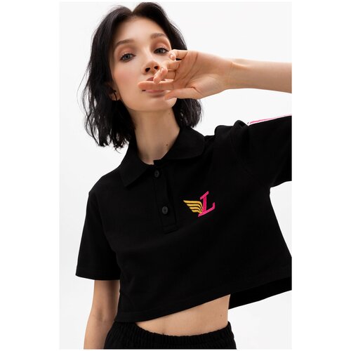 фото Футболка короткая из фактурного хлопка off track black label b