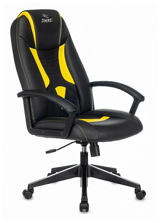 Игровое компьютерное кресло Бюрократ Zombie 8 (обивка: экокожа, с подголовником, крестовина пластик, цвет: черный/желтый)