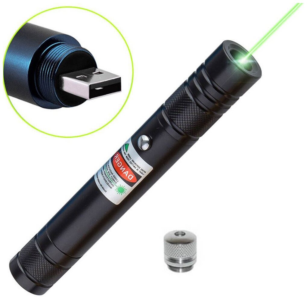 Зеленая лазерная указка заряд от USB "Green Laser Pointer" LG11USB