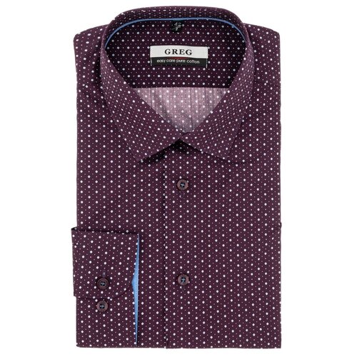 фото Рубашка мужская длинный рукав greg 623/231/3410/zv/1p, приталенный силуэт / slim fit, цвет бордовый, рост 174-184, размер ворота 40