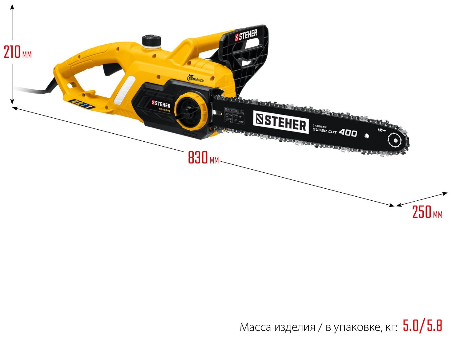 STEHER 2400 Вт, 40 см шина, электрическая цепная пила (ES-2440)