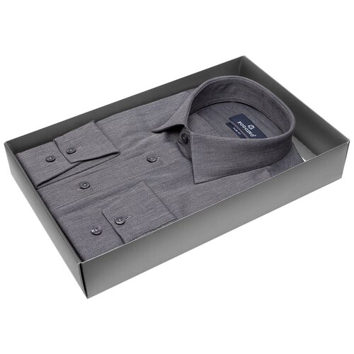 фото Рубашка poggino 5009-47 цвет темно серый размер 52 ru / xl (43-44 cm