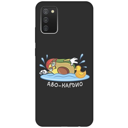 Матовый Soft Touch силиконовый чехол на Samsung Galaxy A02s, Самсунг А02 эс с 3D принтом Avo-Swimming черный матовый матовый soft touch силиконовый чехол на samsung galaxy a20s самсунг а20 эс с 3d принтом avo sport черный матовый