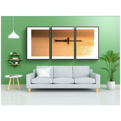 фото Набор модулных постеров для интерьера "лодка, каноэ, человек" 60x90 см. в тубусе, без рамки lotsprints