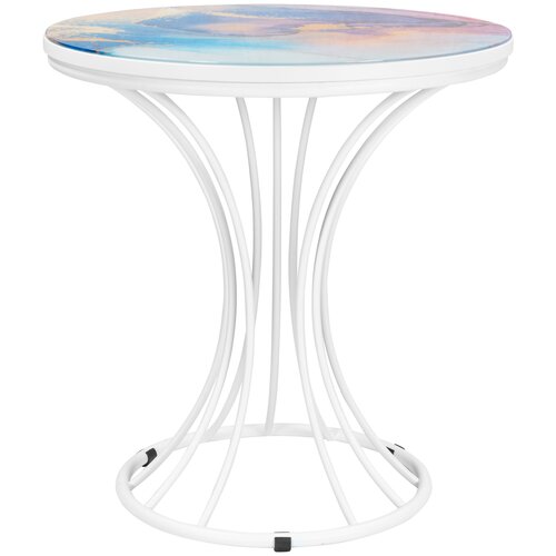 Стол журнальный Вита 66Б с фотопечатью Белый