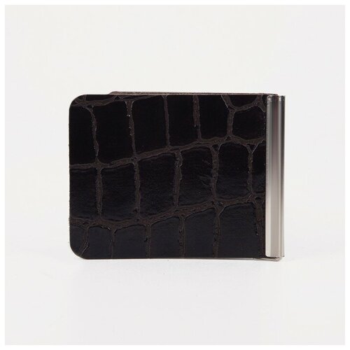 фото Зажим для купюр, с металлическим держателем, скат, цвет коричневый кайман
