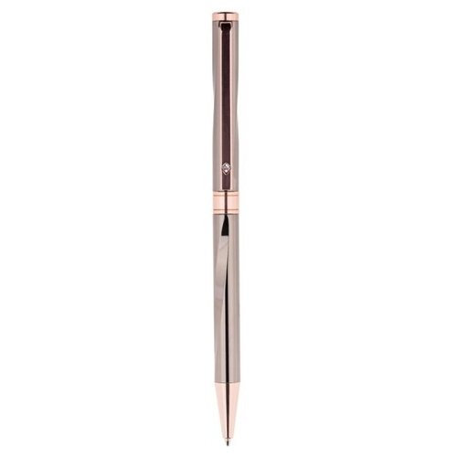 Ручка шариковая Delucci синяя, 1.0 мм, темно-серый/золотистый цвет корпусa