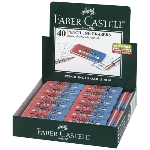 Купить Faber-Castell Набор ластиков Latex Free 187040, 40 шт. красный/синий, резина