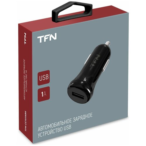 автомобильное зарядное устройство tfn с двумя выходами usb 4 8 а черный tfn ccrpd03 Автомобильное зарядное устройство TFN 1А , черный, без кабеля