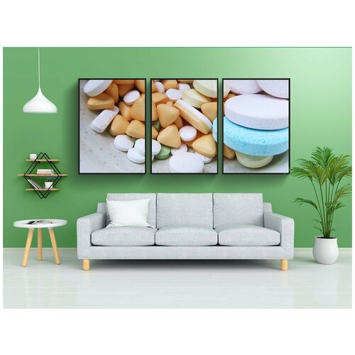 фото Набор модулных постеров для интерьера "медицина, средство, таблетки" 60x90 см. в тубусе, без рамки lotsprints