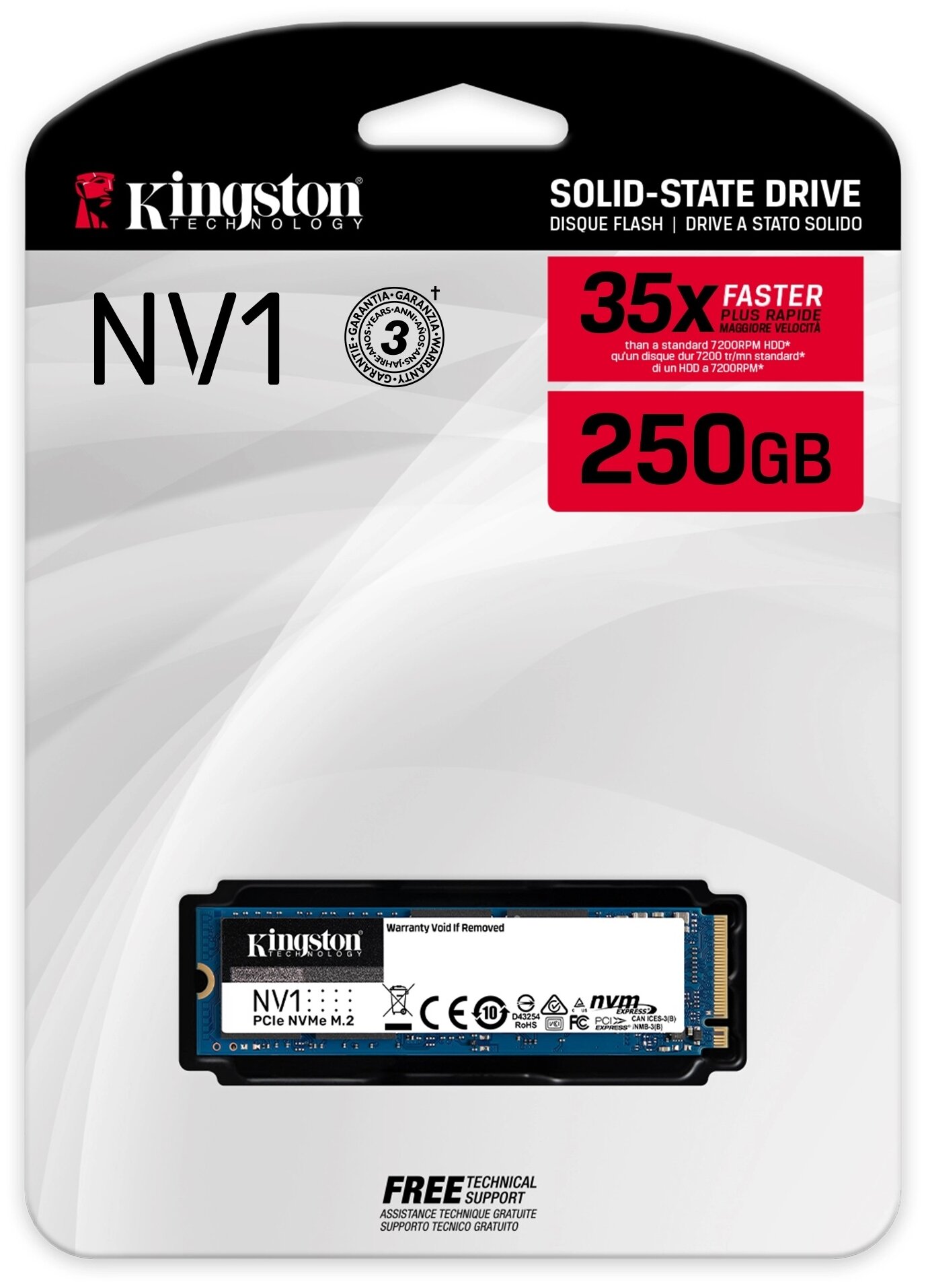 SSD накопитель Kingston NV1 250ГБ, M.2 2280, PCI-E x4, NVMe - фото №3