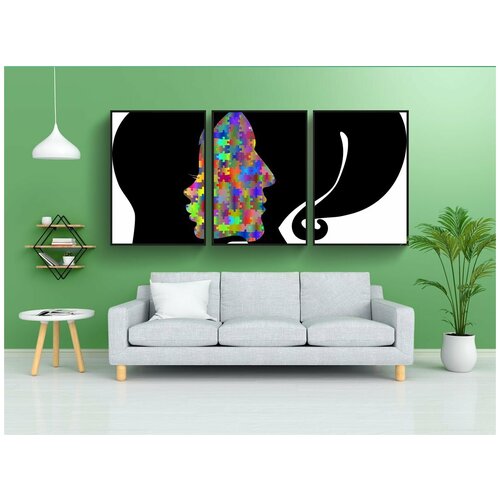 фото Набор модулных постеров для интерьера "голова, головоломка, человек" 60x90 см. в тубусе, без рамки lotsprints