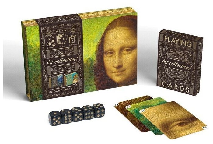 Подарочный набор 2 в 1 «Playing cards. Art collection», 54 карты, кубики - фотография № 1