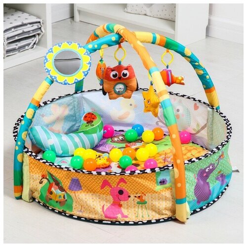 фото Развивающий коврик «совушка», бортик, с дугами, подушка 7038999 сима-ленд