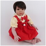 Reborn Kaydora Виниловая кукла Реборн (Reborn Dolls) - Девочка в красном комбинезоне, брюнетка - изображение