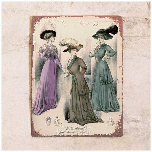 фото Жестяная табличка винтажные платья, металл, 30х40 см декоративная жесть