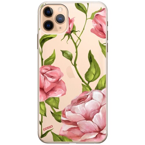 фото Ультратонкий силиконовый чехол-накладка transparent для apple iphone 11 pro max с 3d принтом "amazing roses" gosso