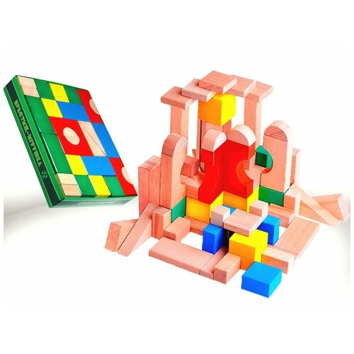 фото Деревянный конструктор строительный набор, 60 деталей престиж-игрушка