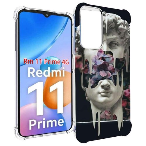 Чехол MyPads статуя-с-цветами-внутри для Xiaomi Redmi 11 Prime 4G задняя-панель-накладка-бампер чехол mypads статуя медузы для xiaomi redmi 11 prime 4g задняя панель накладка бампер