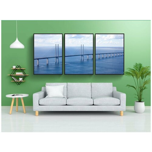 фото Набор модулных постеров для интерьера "öresundsbron, мальмё, мост" 60x90 см. в тубусе, без рамки lotsprints