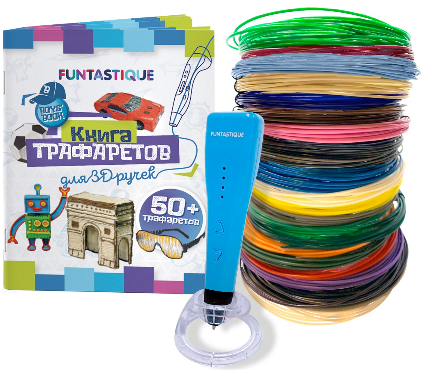 3D ручка Funtastique Cleo + PLA-пластик 17 цветов + трафареты + подставка