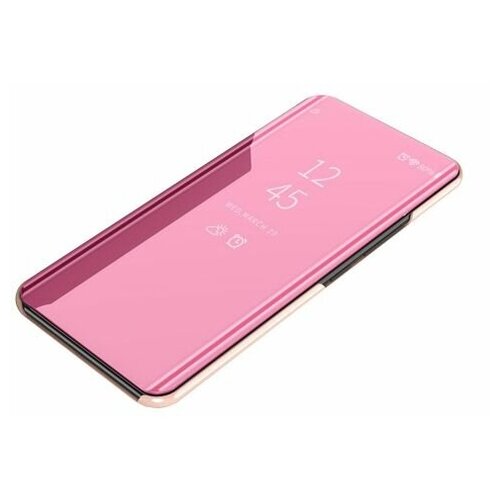 фото Чехол-книжка mypads для samsung galaxy s11 + plus / samsung galaxy s20+ plus с дизайном clear view cover с полупрозрачной пластиковой крышкой с зеркальной поверхностью розовый