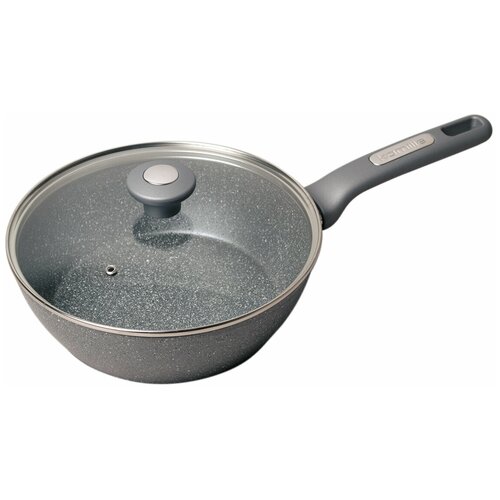 фото Сотейник 24 см. из алюминия с крышкой kamille km-4275gr с мраморным покрытием (24 см. / серый)