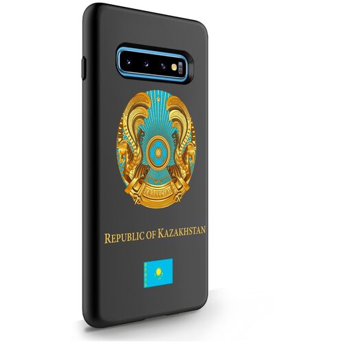 Черный силиконовый чехол SignumCase для Samsung Galaxy S10 Plus Герб Казахстана для Самсунг Галакси С10 Плюс