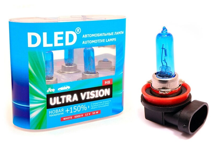 Автомобильная лампа H8 5000K DLED "Ultra Vision" (2шт.)