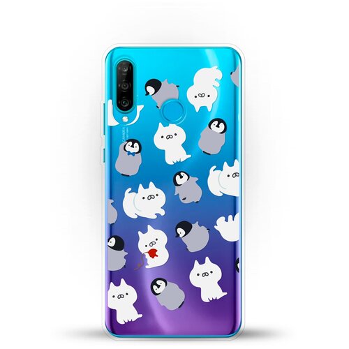 фото Силиконовый чехол котики и пингвины на huawei nova 4e andy & paul