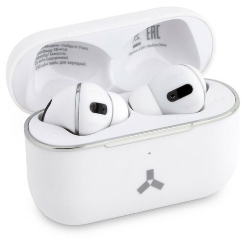 Наушники Accesstyle Indigo II TWS вакуумные беспроводная зарядка до 4 часов белые 1шт 253100₽