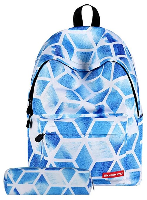 Рюкзак школьный для девочки и мальчика Snoburg пенал в комплекте голубой лед