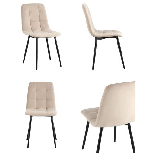 Комплект стульев для кухни (4шт.), мягкие, Oliver (чили 406N-N07-08), Decolie, велюр бежевый, металлокаркас чёрный.