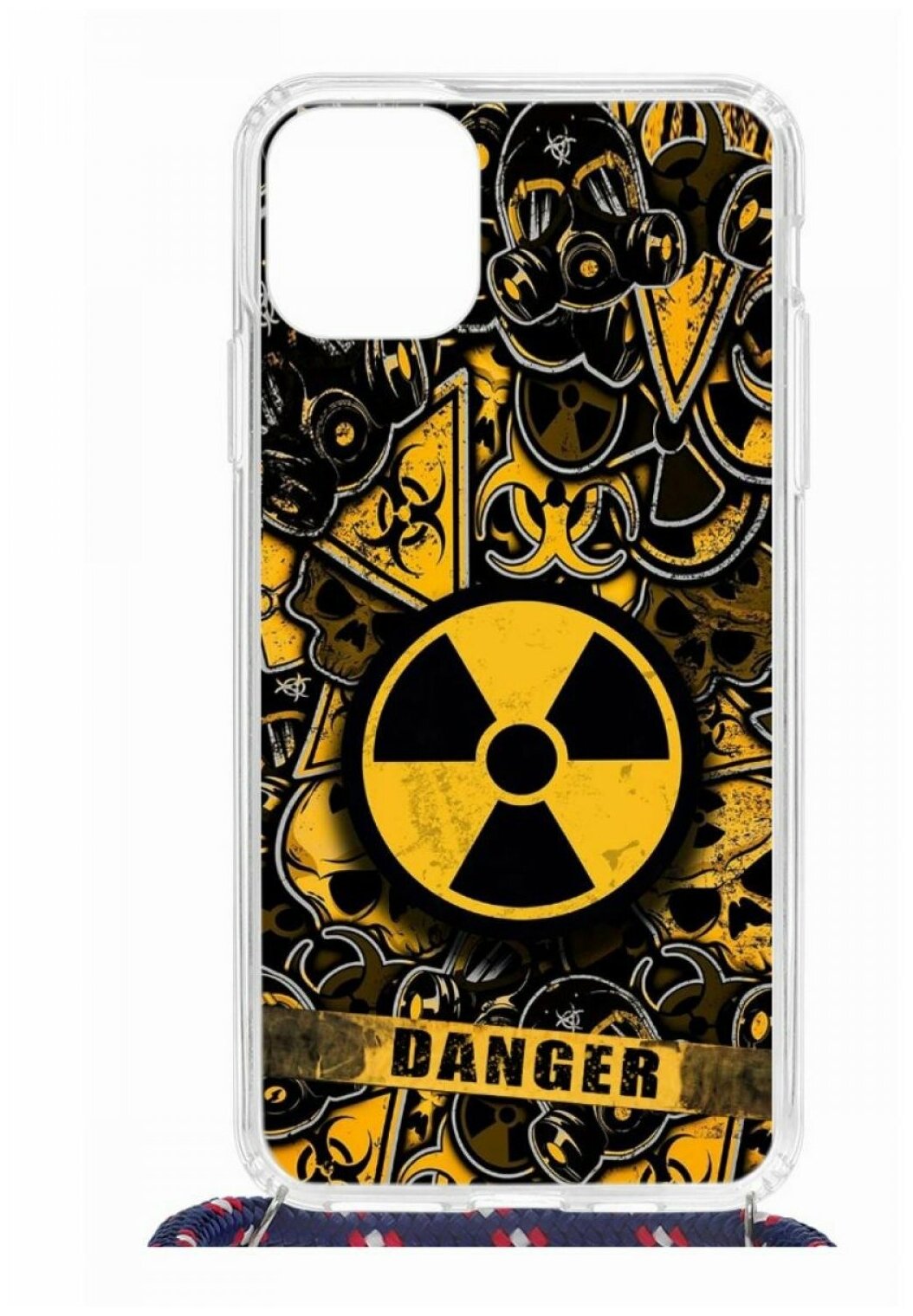 Чехол для Apple iPhone 11 Pro Max Kruche Print MagSafe Magrope Danger,пластиковая накладка со шнурком и рисунком,противоударный силиконовый бампер