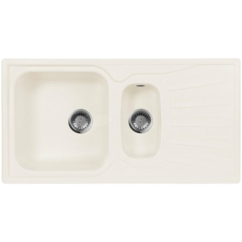 Кухонная мойка AquaGranitEx белая M-09К две чаши с крылом /331