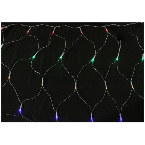 фото Электрогирлянда сетка led -120 ламп мультиколор, 8 режимов мигания, провод белый 1,5х1,5+1,5 метра олми 2000