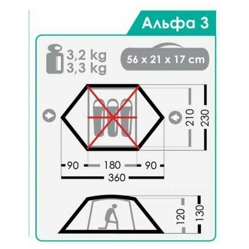 фото Палатка 3-х местная кемпинговая "normal" альфа 3