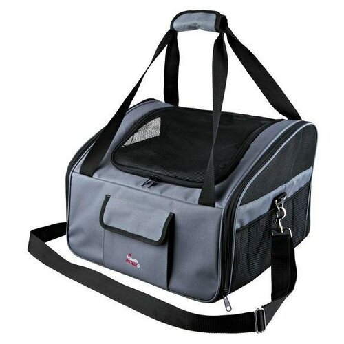 фото Сумка-переноска trixie для собак (44 x 30 x 38 см, серый/чёрный)