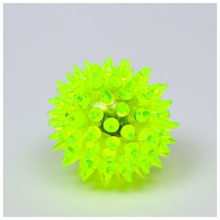 Мяч светящийся для животных малый, TPR, 4,5 см, жёлтый - фотография № 5