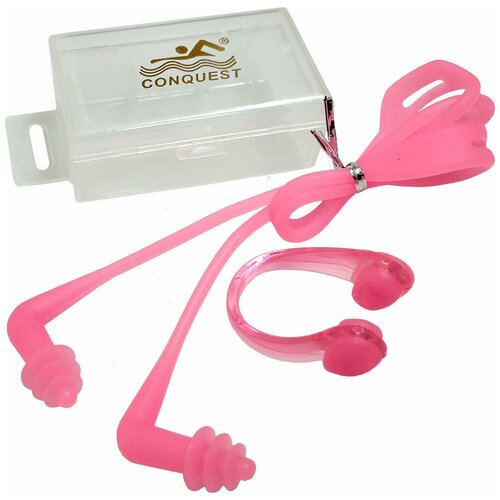 C33555-2 Комплект для плавания беруши и зажим для носа (розовые)