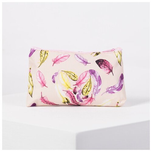 фото Косметичка простая, отдел на молнии, цвет бежевый yandex market