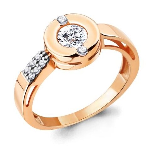 фото Кольцо из золочёного серебра aquamarine а66643а-п с фианитом и swarovski diamant-online